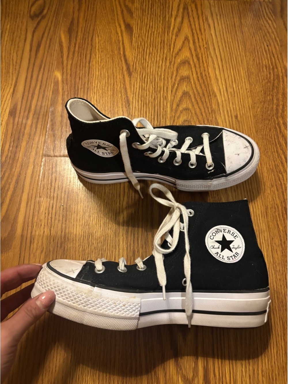 Black Converse All Star Platform Sneakers- Size 8
